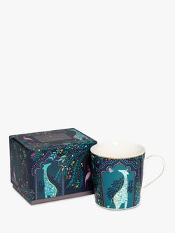 Sara Miller Escape to India Giraffe 22ct Gold Fine China Mug, 340ml, Midnight/Multi - view 2, Midnight/Multi