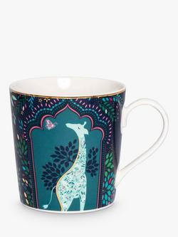 Sara Miller Escape to India Giraffe 22ct Gold Fine China Mug, 340ml, Midnight/Multi, Midnight/Multi
