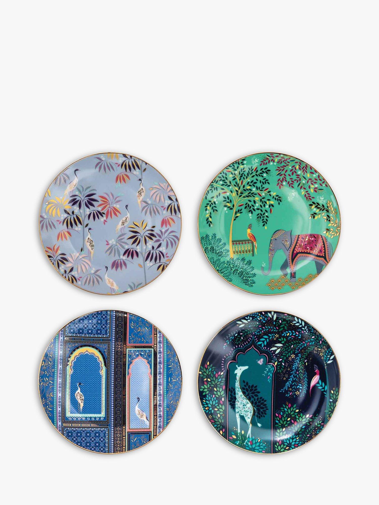 Sara Miller Escape to India Cake Plates, Set of 4, Assorted