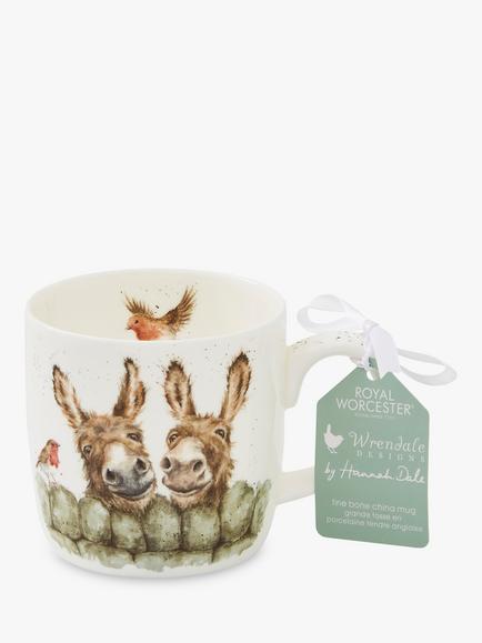 Wrendale Designs Hee Haw Donkey Bone China Mug, 310ml, White/Brown, White/Brown