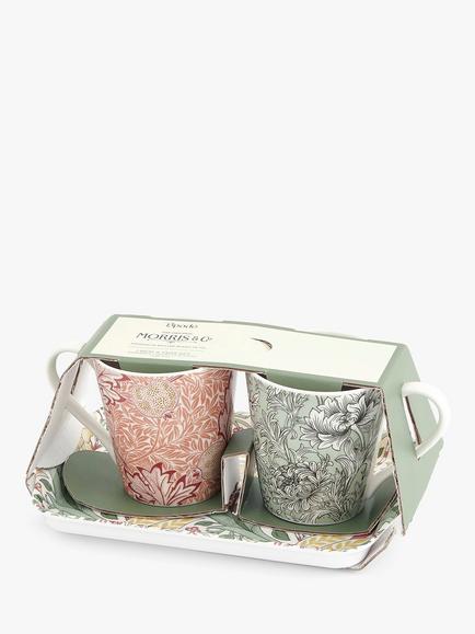 Morris & Co. Pimpernel Tray & 2 Daffodil Privat 180ml Mugs Set, Multi - view 2, Multi
