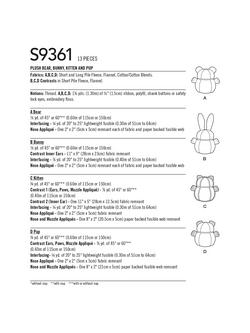 Simplicity Huggable Critters Sewing Pattern, S9361 - view 2, 