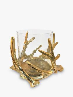 Culinary Concepts Antler Medium Hurricane Candle Holder, Gold, Gold
