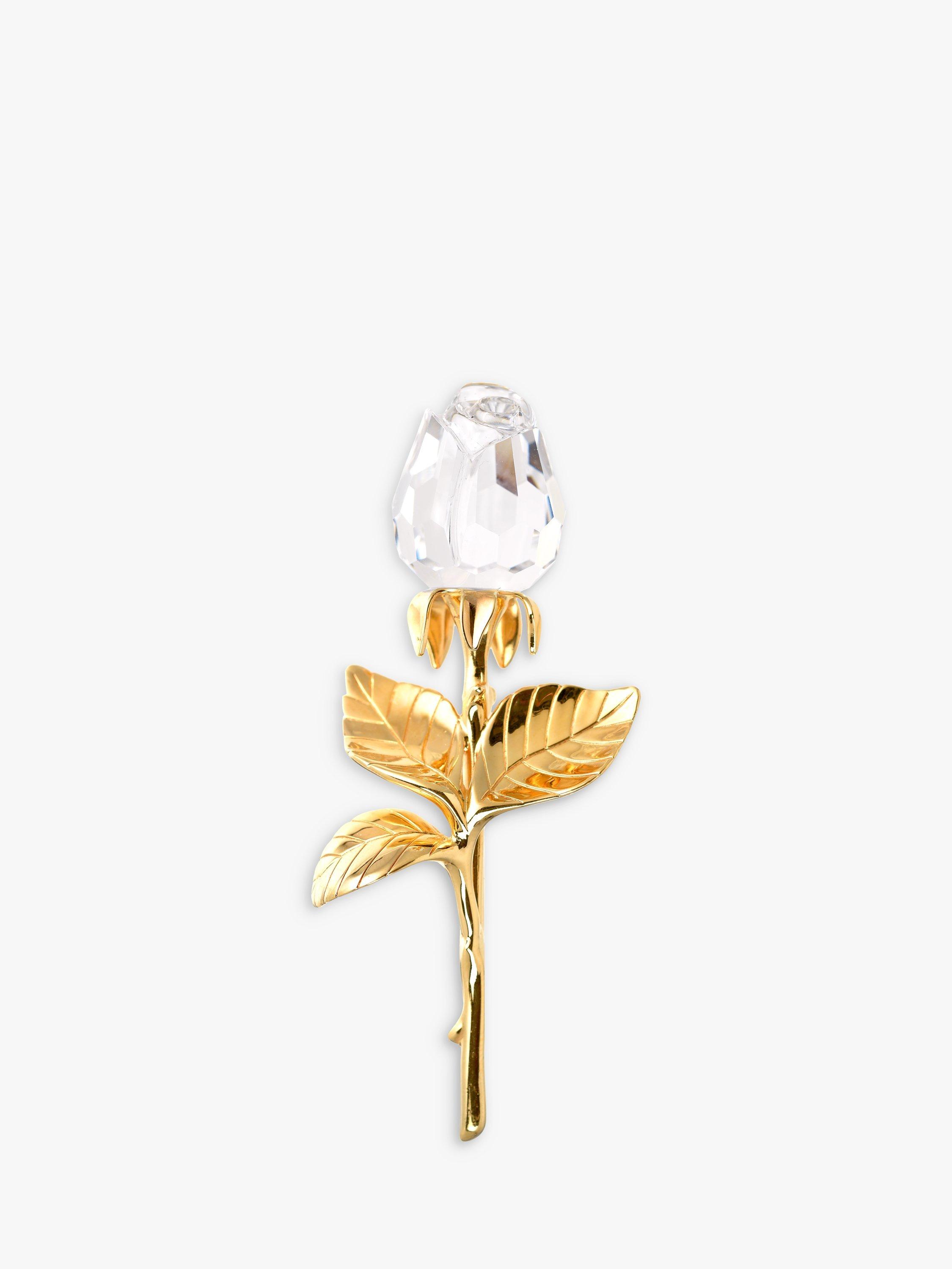 Product image 1 of 1, which shows Eclectica Pre-Loved Swarovski 24ct Gold Plated Swarovski Crystal Rose Bud Brooch, Gold