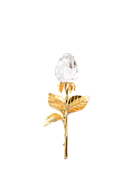 Eclectica Pre-Loved Swarovski 24ct Gold Plated Swarovski Crystal Rose Bud Brooch, Gold, Gold