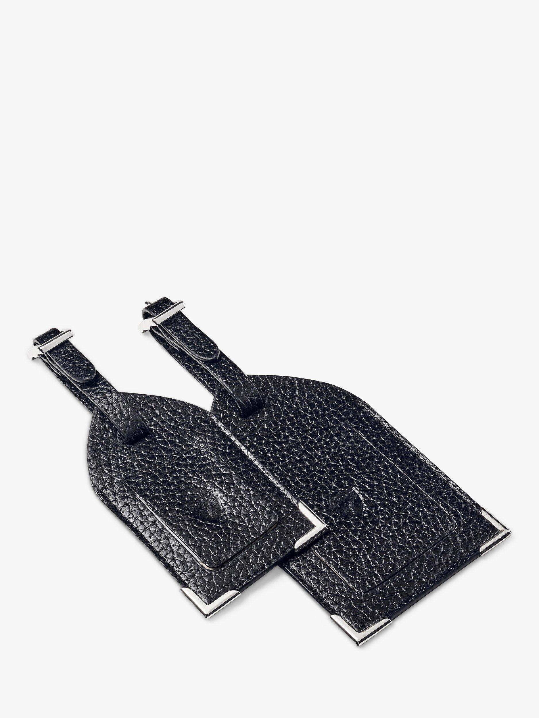 Aspinal of London Pebble Leather Luggage Tag, Set of 2, Black