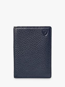 Aspinal of London Double Fold Pebble Leather Card Holder, Navy