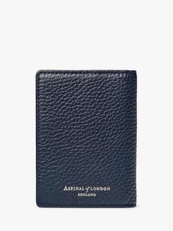 Aspinal of London Double Fold Pebble Leather Card Holder - view 2, Navy