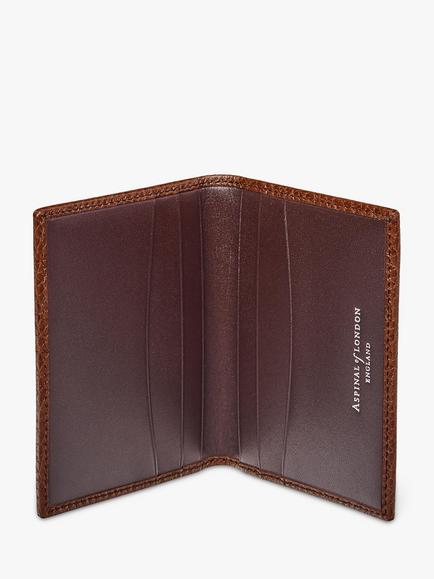 Aspinal of London Double Fold Pebble Leather Card Holder - view 2, Tobacco