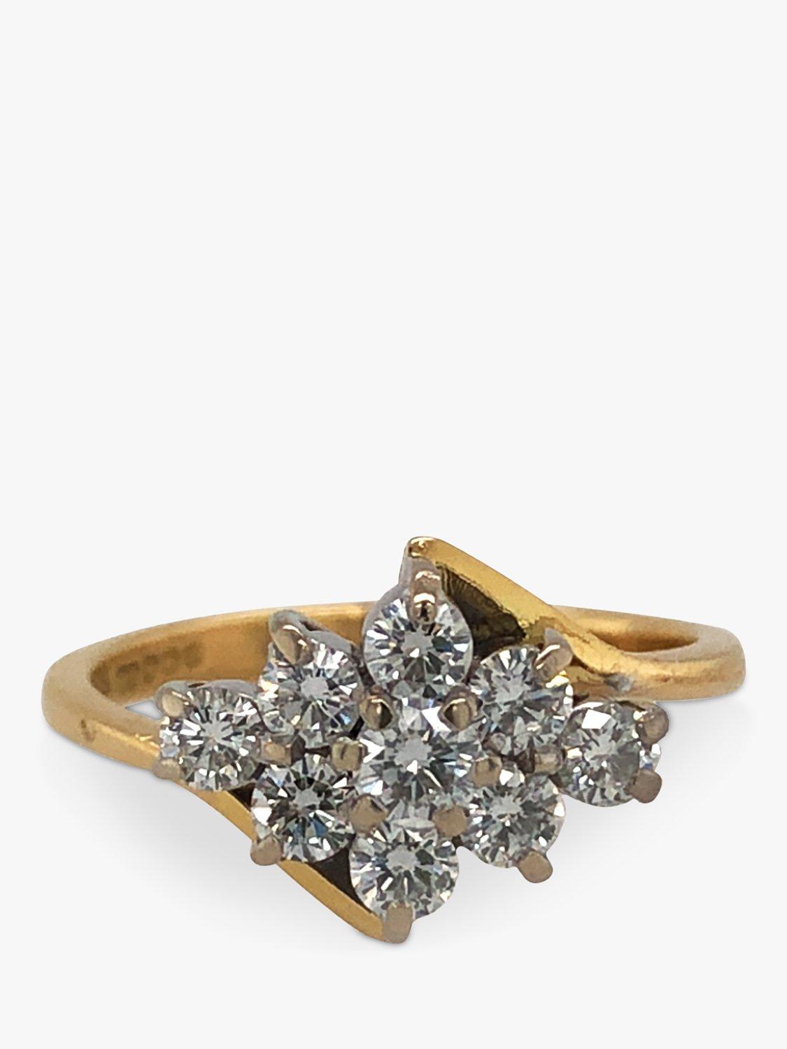 Vintage Fine Jewellery Pre-Loved 18ct Yellow & White Gold Diamond Cluster Ring, Dated Sheffield 2001