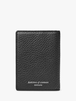 Aspinal of London Double Fold Pebble Leather Card Holder - view 2, Black