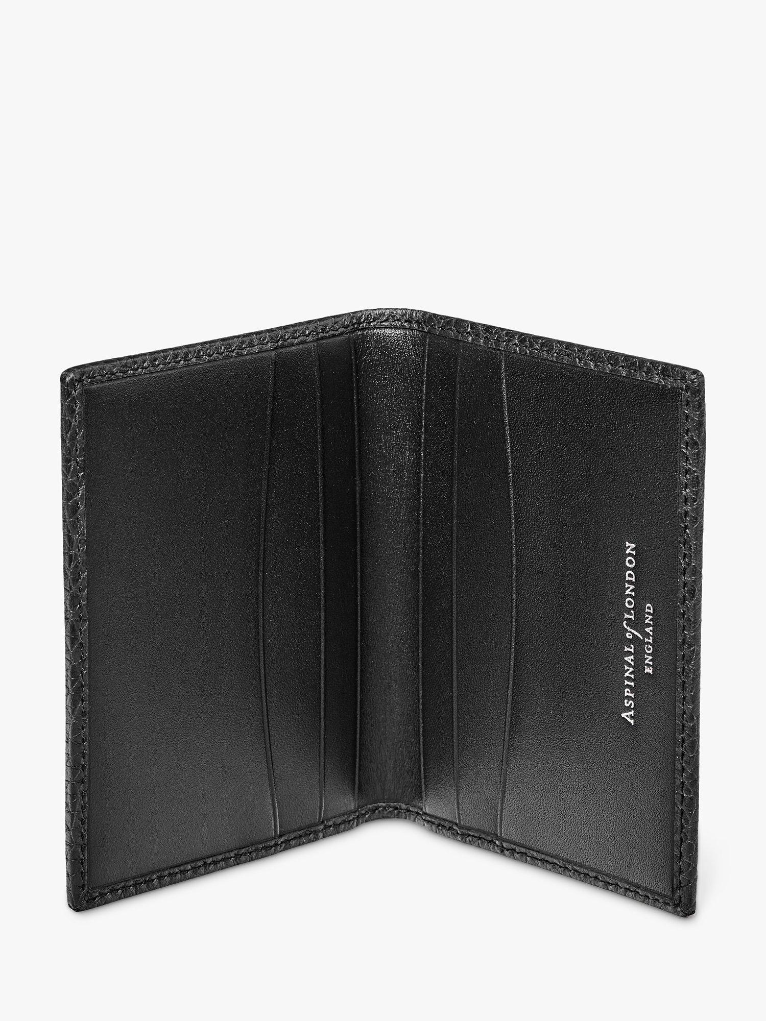 Product image 3 of 5, which shows Aspinal of London Double Fold Pebble Leather Card Holder, Black