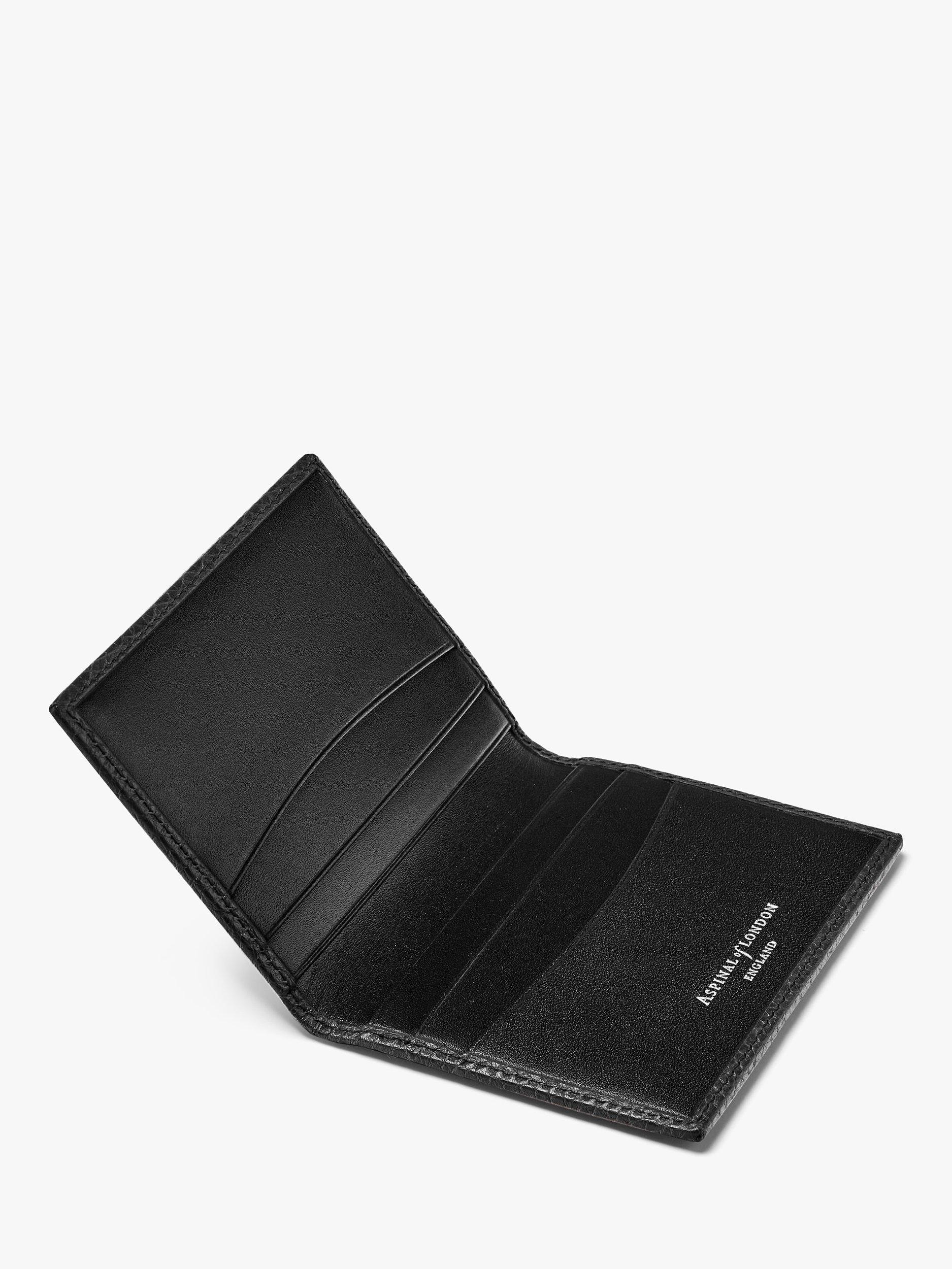 Product image 4 of 5, which shows Aspinal of London Double Fold Pebble Leather Card Holder, Black