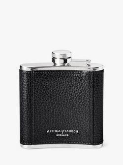 Aspinal of London Classic Pebble Leather Stainless Steel Hip Flask - view 2, Black