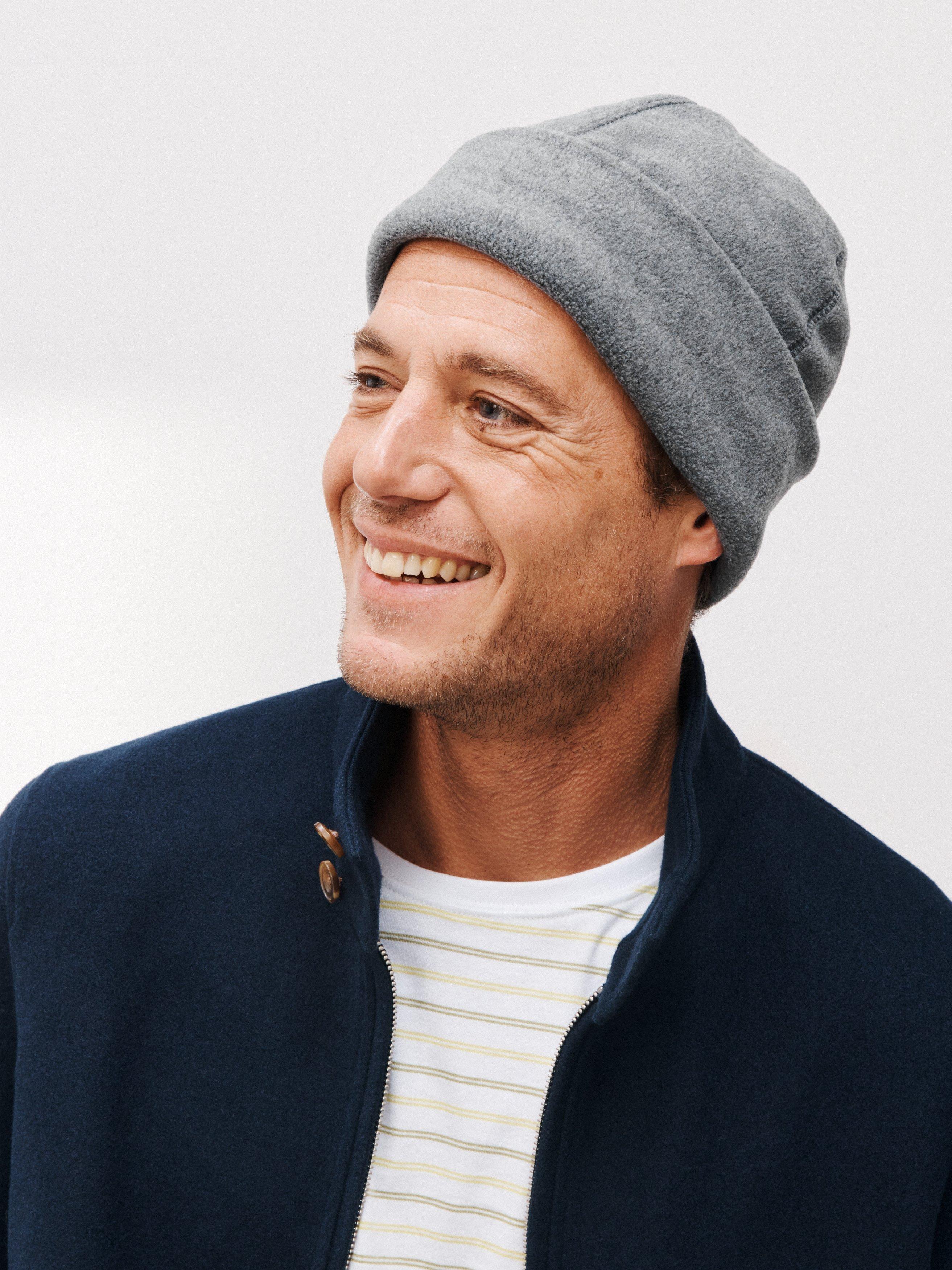 John Lewis Fleece Turn Up Beanie, One Size, Grey