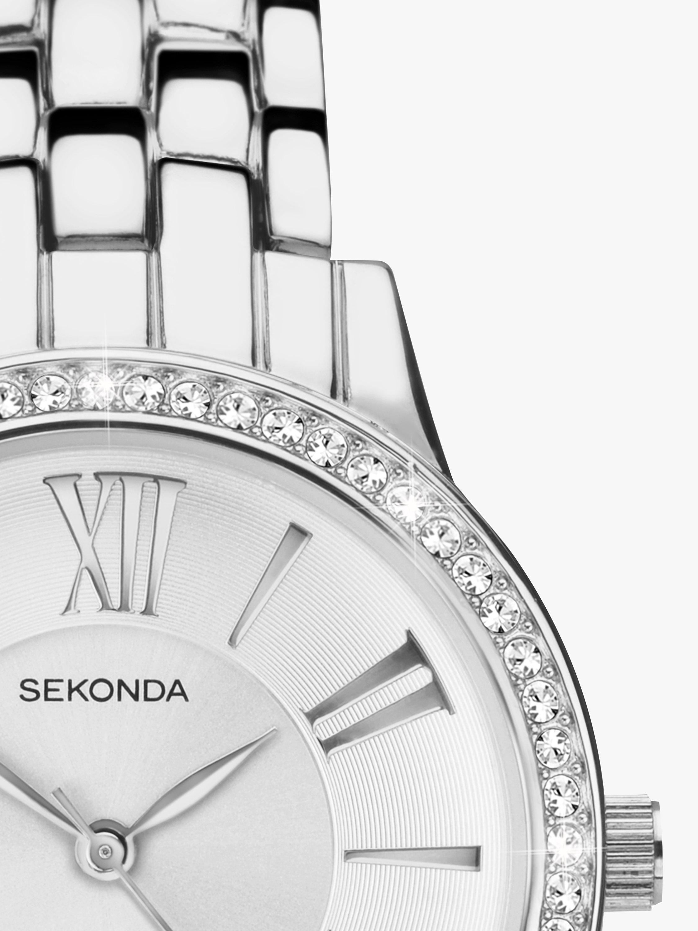 Product image 4 of 5, which shows Sekonda Women's Cubic Zirconia Bracelet Strap Watch, Silver/White 40348.27