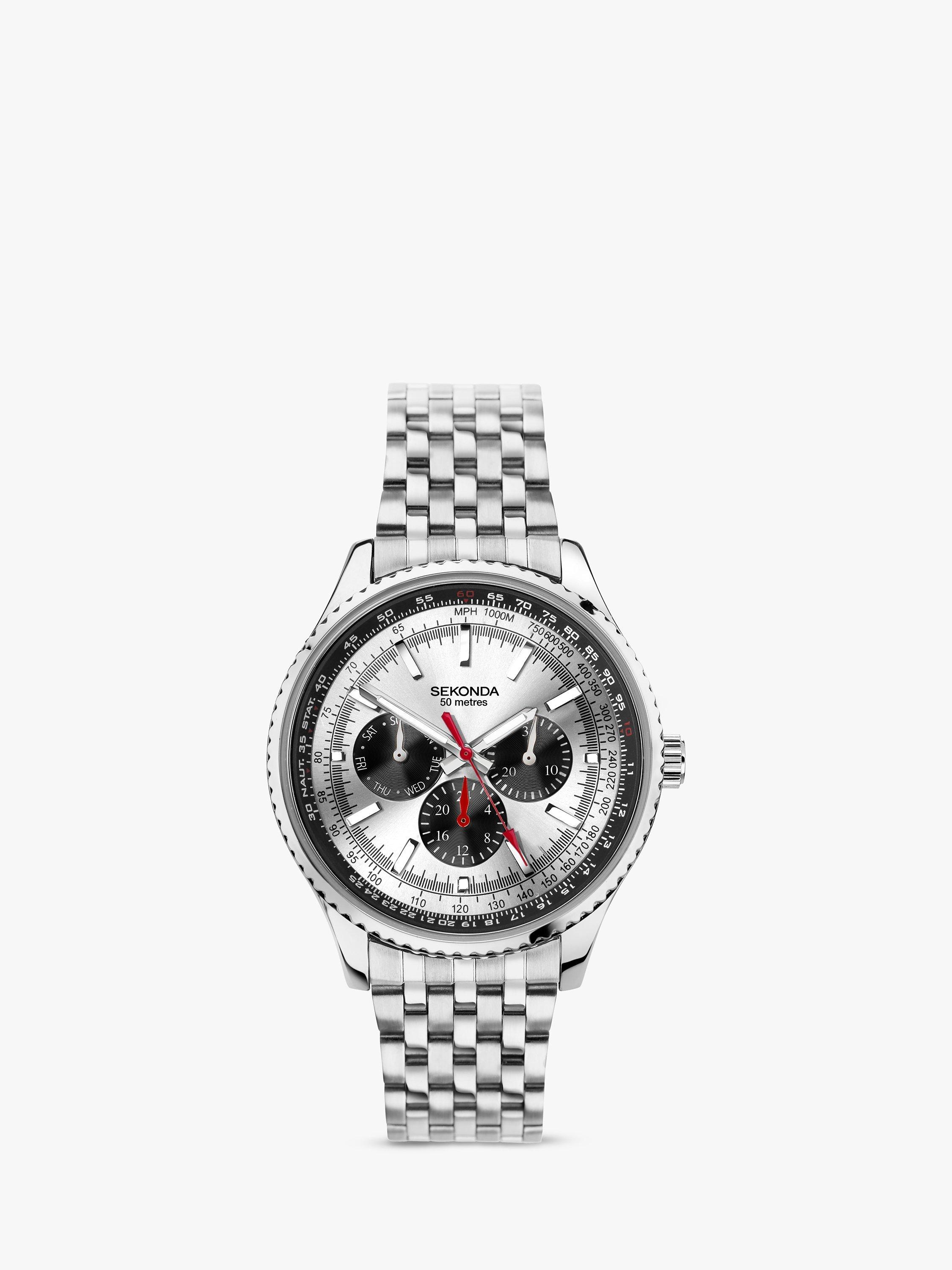 Sekonda Men's Chronograph Day Bracelet Strap Watch, Silver 30039.27
