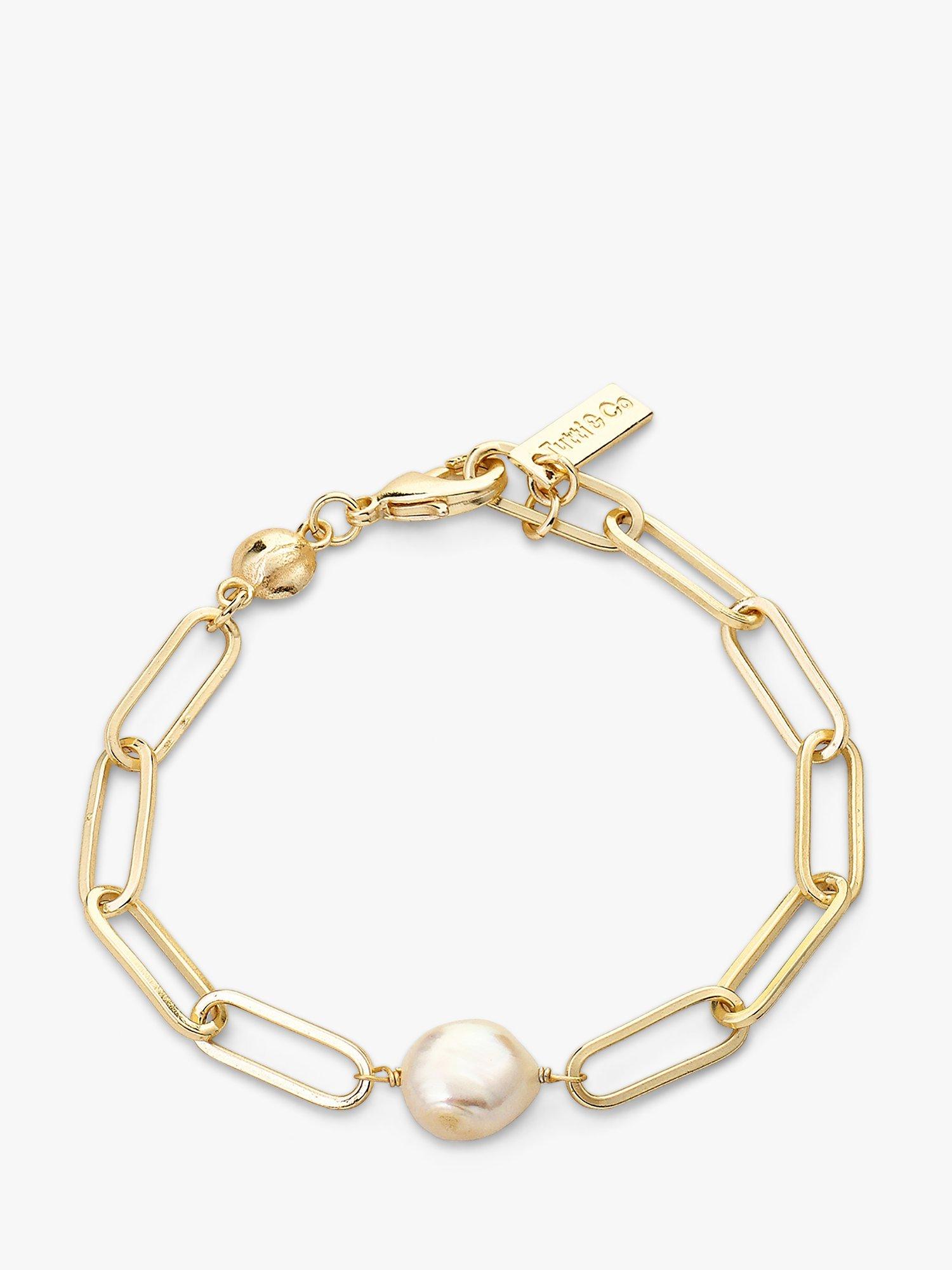 Product image 1 of 4, which shows Tutti & Co Prosper Freshwater Pearl Chain Bracelet, Gold