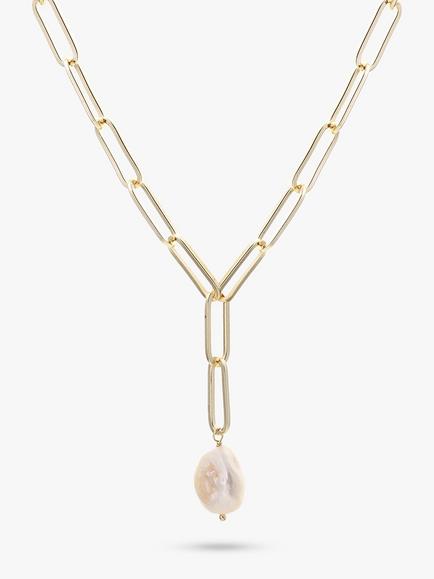 Tutti Prosper Baroque Pearl Chain Necklace, Gold, Gold