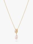 Tutti & Co Textured Ring and Pearl Pendant Necklace