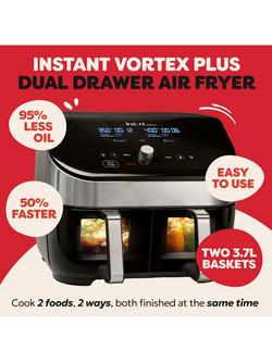 Instant Vortex Plus ClearCook Dual Baskets Air Fryer, 7.6L, Stainless Steel - view 2, Silver