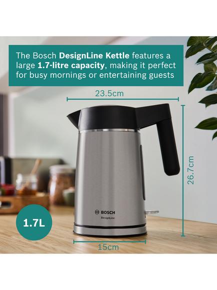 Bosch DesignLine Ergo TWK5P480GB Stainless Steel Cordless Kettle, 1.7L, Silver - view 2, Silver