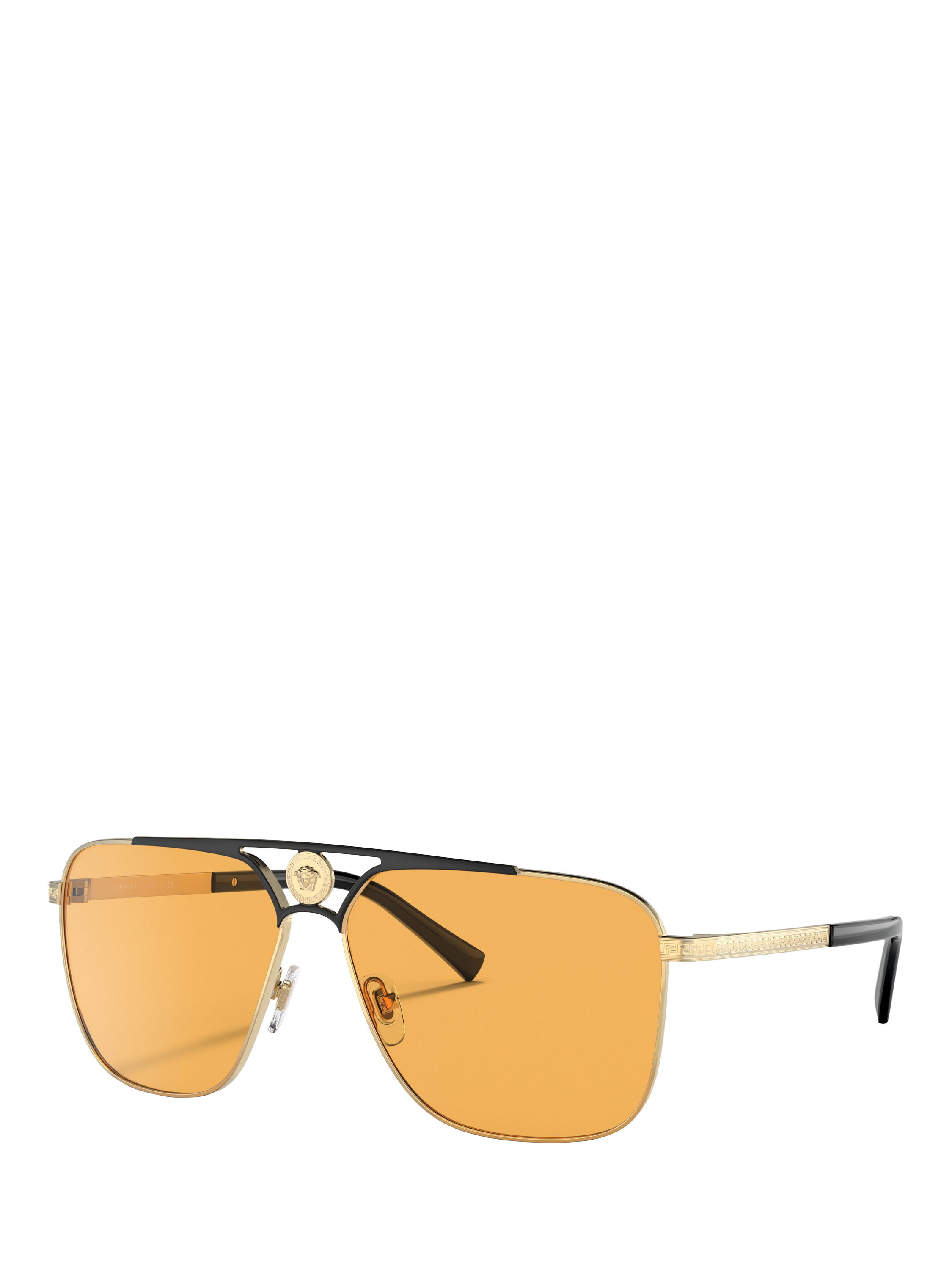 Versace VE2238 Men's Rectangular Sunglasses, Gold/Yellow