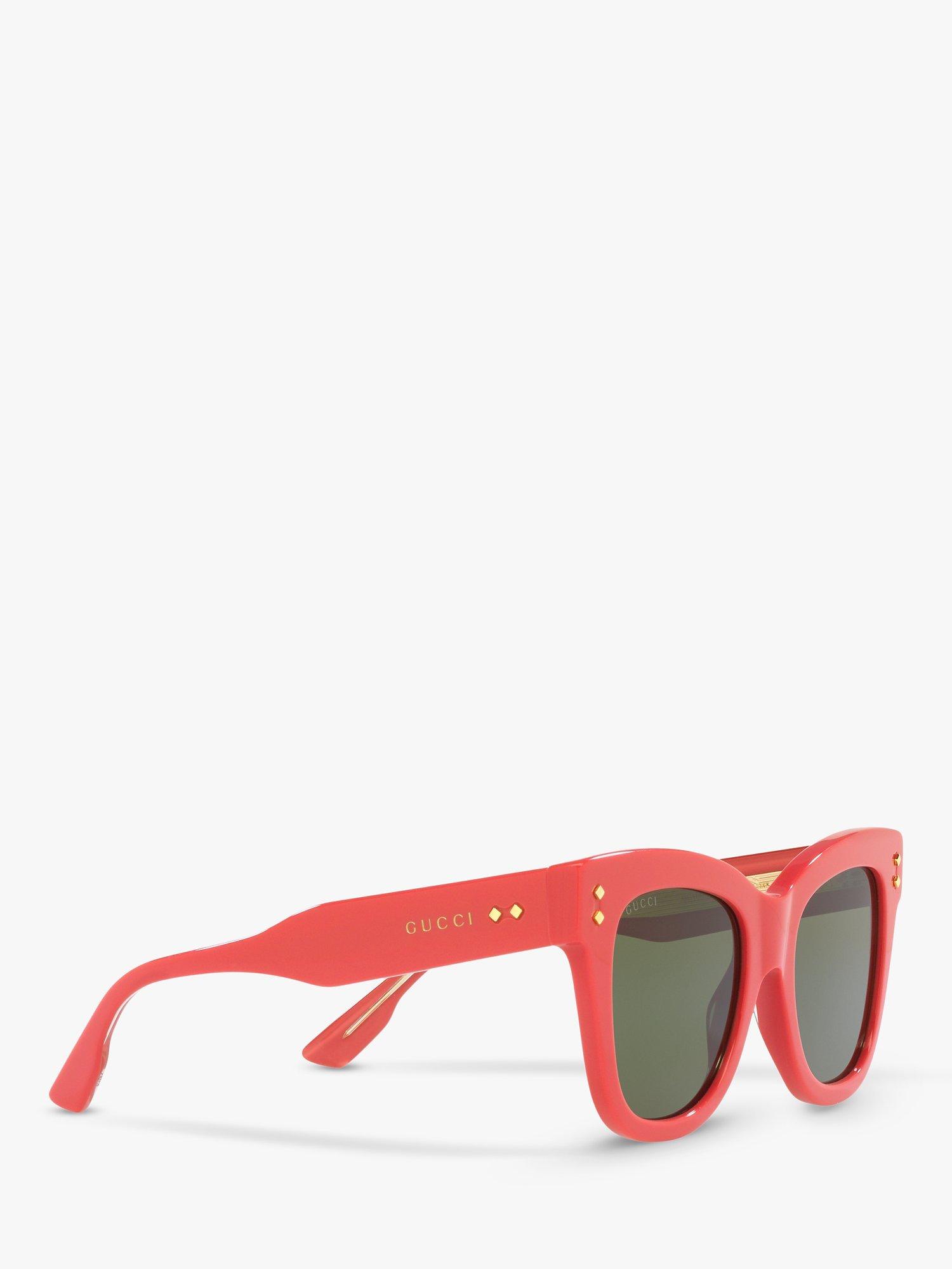 Product image 11 of 11, which shows Gucci GG1082S Women's Cat's Eye Sunglasses, Coral/Green