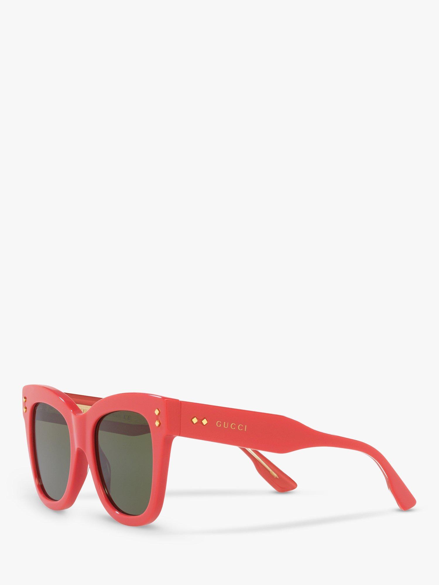 Product image 2 of 11, which shows Gucci GG1082S Women's Cat's Eye Sunglasses, Coral/Green