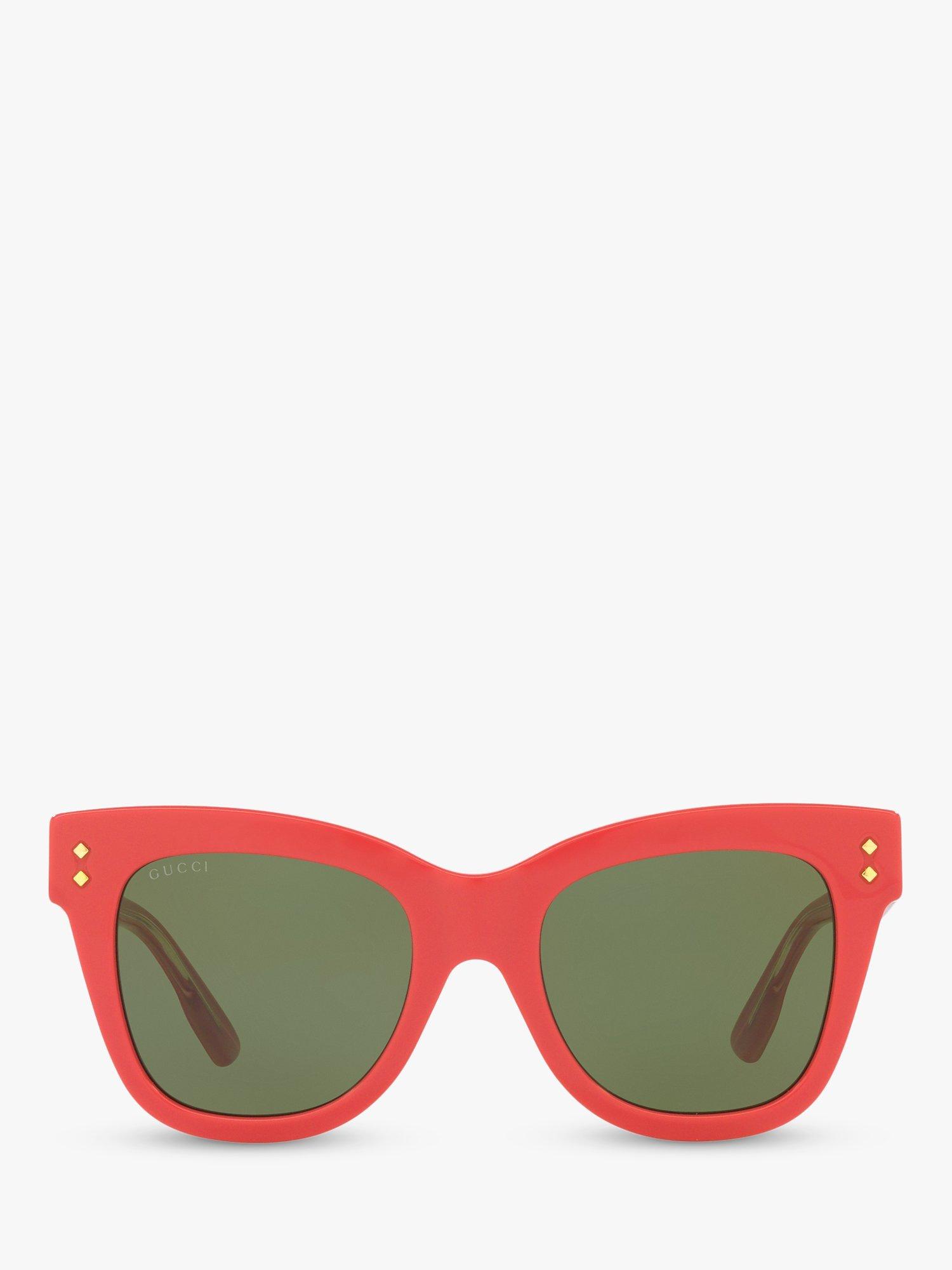 Product image 3 of 11, which shows Gucci GG1082S Women's Cat's Eye Sunglasses, Coral/Green
