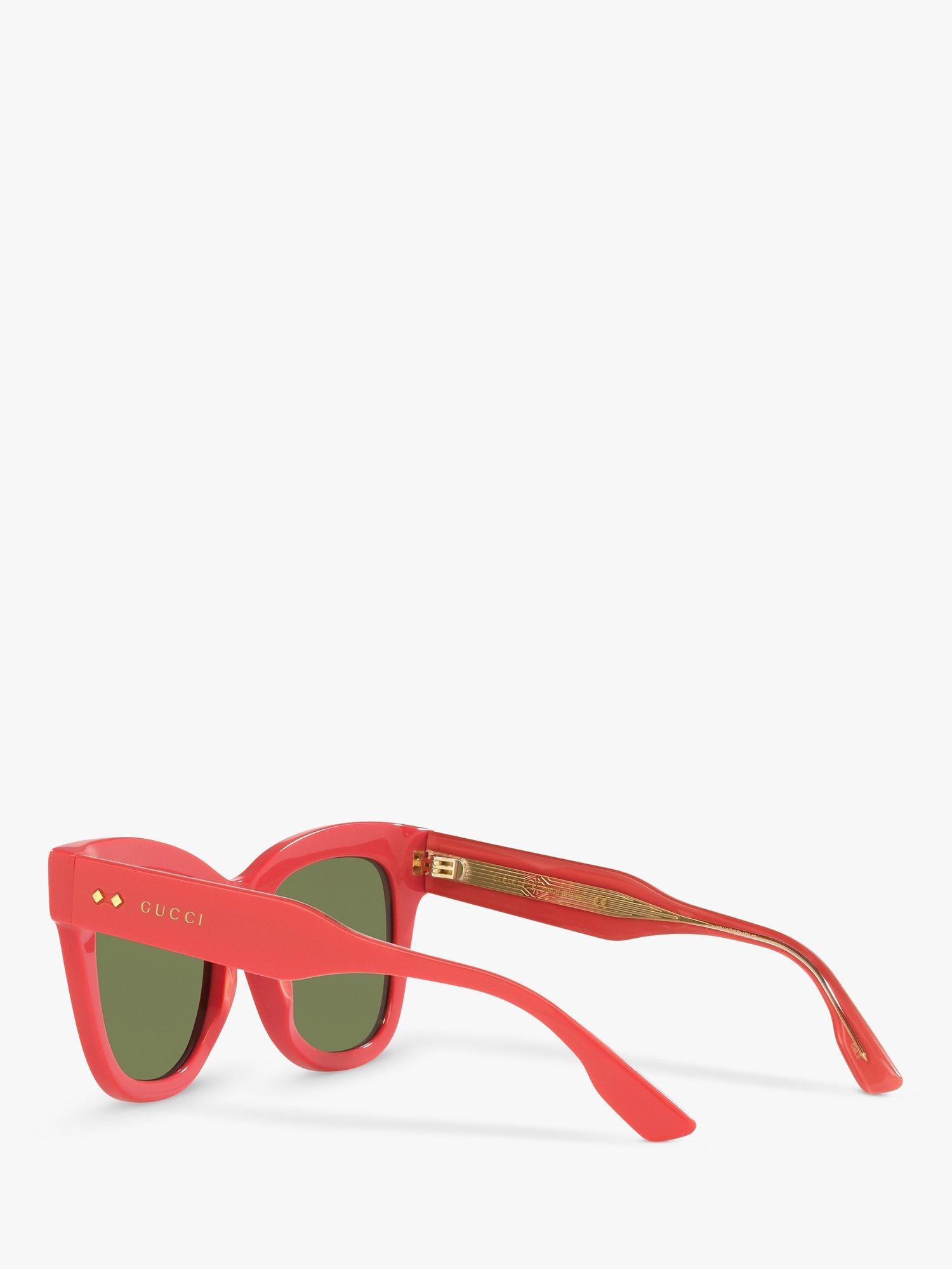 Product image 5 of 11, which shows Gucci GG1082S Women's Cat's Eye Sunglasses, Coral/Green