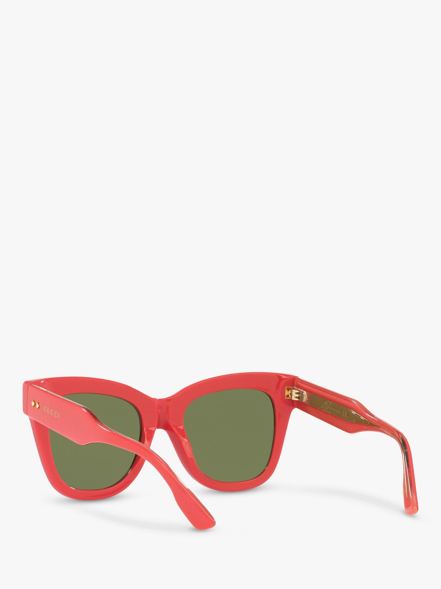 Product image 6 of 11, which shows Gucci GG1082S Women's Cat's Eye Sunglasses, Coral/Green