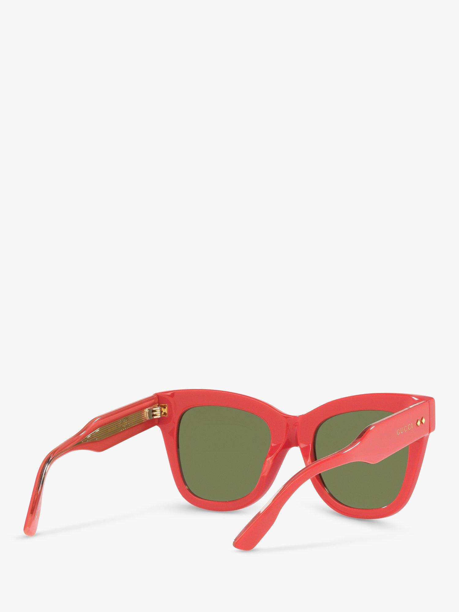 Product image 8 of 11, which shows Gucci GG1082S Women's Cat's Eye Sunglasses, Coral/Green
