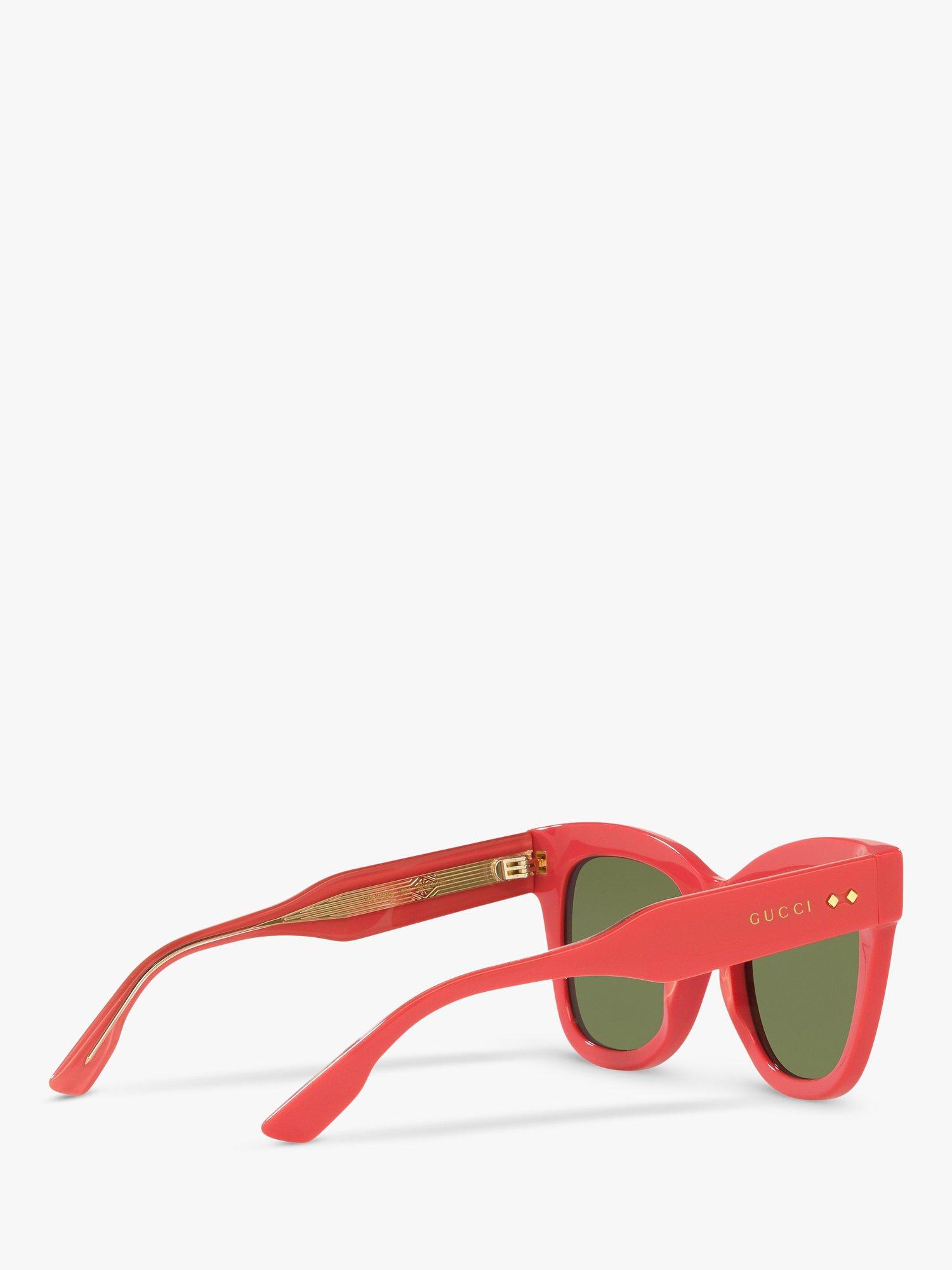 Product image 9 of 11, which shows Gucci GG1082S Women's Cat's Eye Sunglasses, Coral/Green