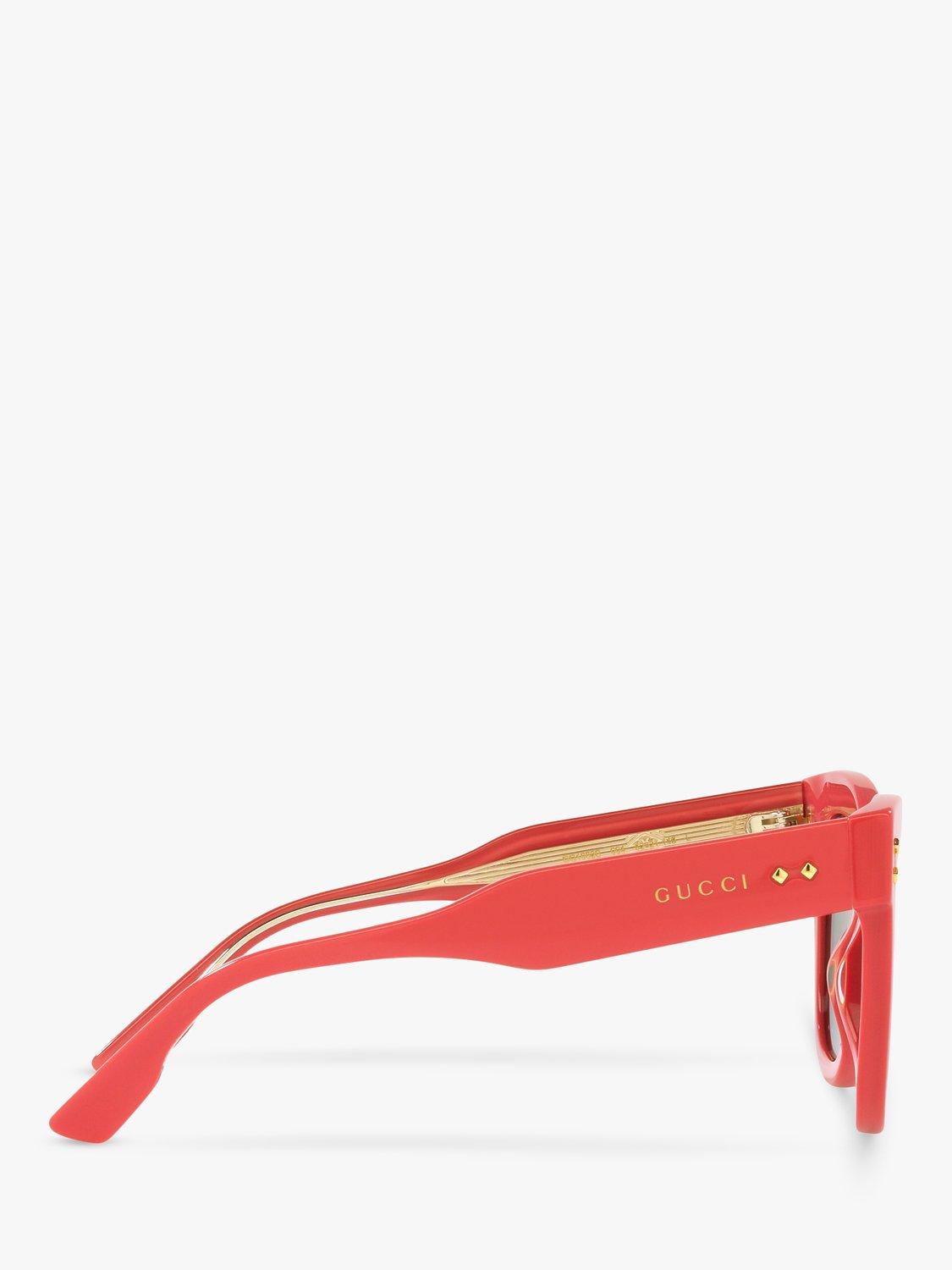 Product image 10 of 11, which shows Gucci GG1082S Women's Cat's Eye Sunglasses, Coral/Green
