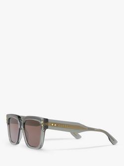 Gucci GG1084S Unisex Rectangular Sunglasses - view 2, Grey/Brown