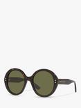 Gucci GG1081S Unisex Round Sunglasses, Tortoise/Green