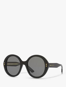 Gucci GG1081S Unisex Round Sunglasses, Black/Grey