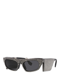 Burberry BE4383 Women's Irregular Sunglasses, Shiny Black/Grey