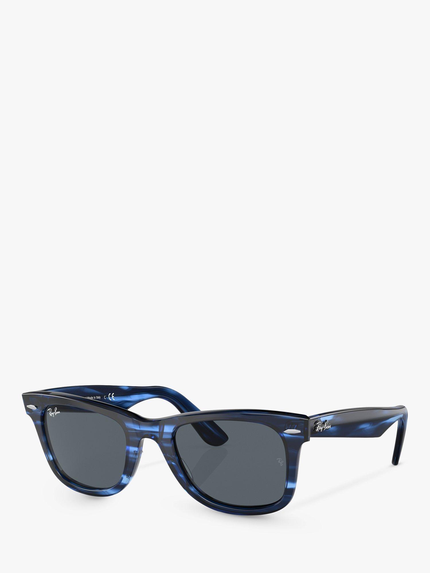 Product image 1 of 6, which shows Ray-Ban RB2140 Unisex Wayfarer Sunglasses, Striped Blue/Black
