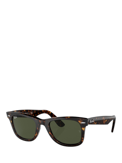 Ray-Ban RB2140 Unisex Wayfarer Square Sunglasses, Havana/Green, Havana/Green