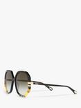 Chloé CH0105S Women's Irregular Sunglasses, Black/Green Gradient