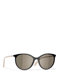 CHANEL Oval Sunglasses CH5448 Shiny Black/Brown, Shiny Black/Brown