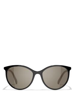 CHANEL Oval Sunglasses CH5448 Shiny Black/Brown - view 2, Shiny Black/Brown