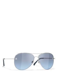 CHANEL Pilot Sunglasses CH4189TQ Silver/Blue Gradient, Silver/Blue Gradient