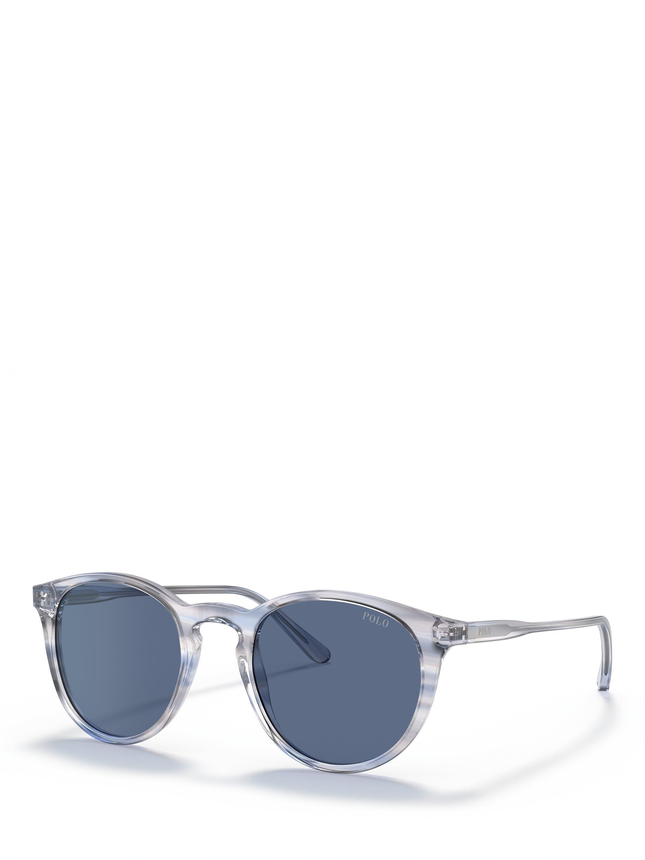 Polo Ralph Lauren PH4110 Men's Oval Sunglasses, Transparent Blue/Blue