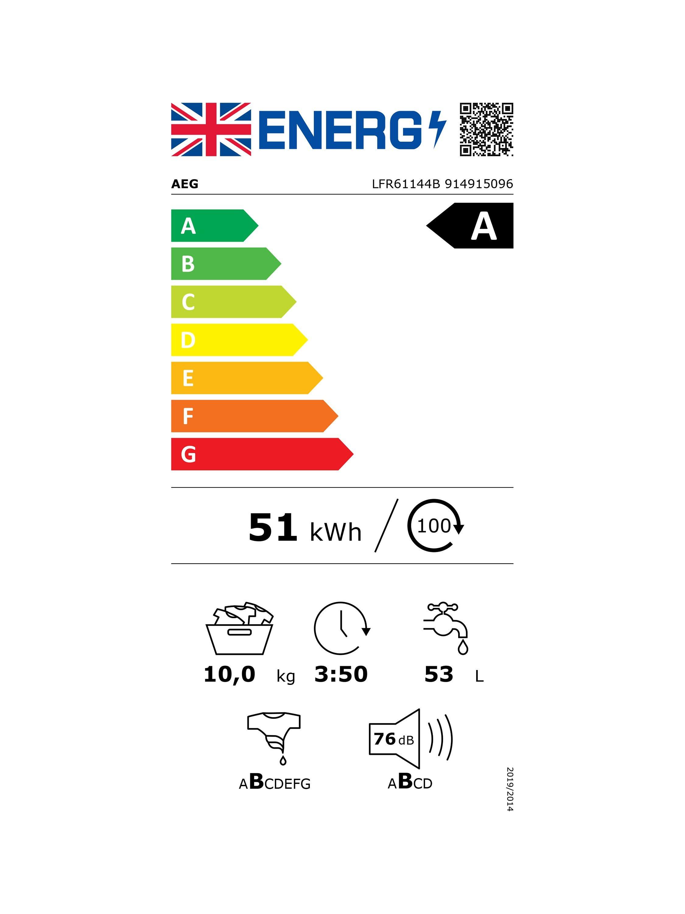 This item is rated A for energy efficiency on a scale from A (most efficient) to G (least efficient).