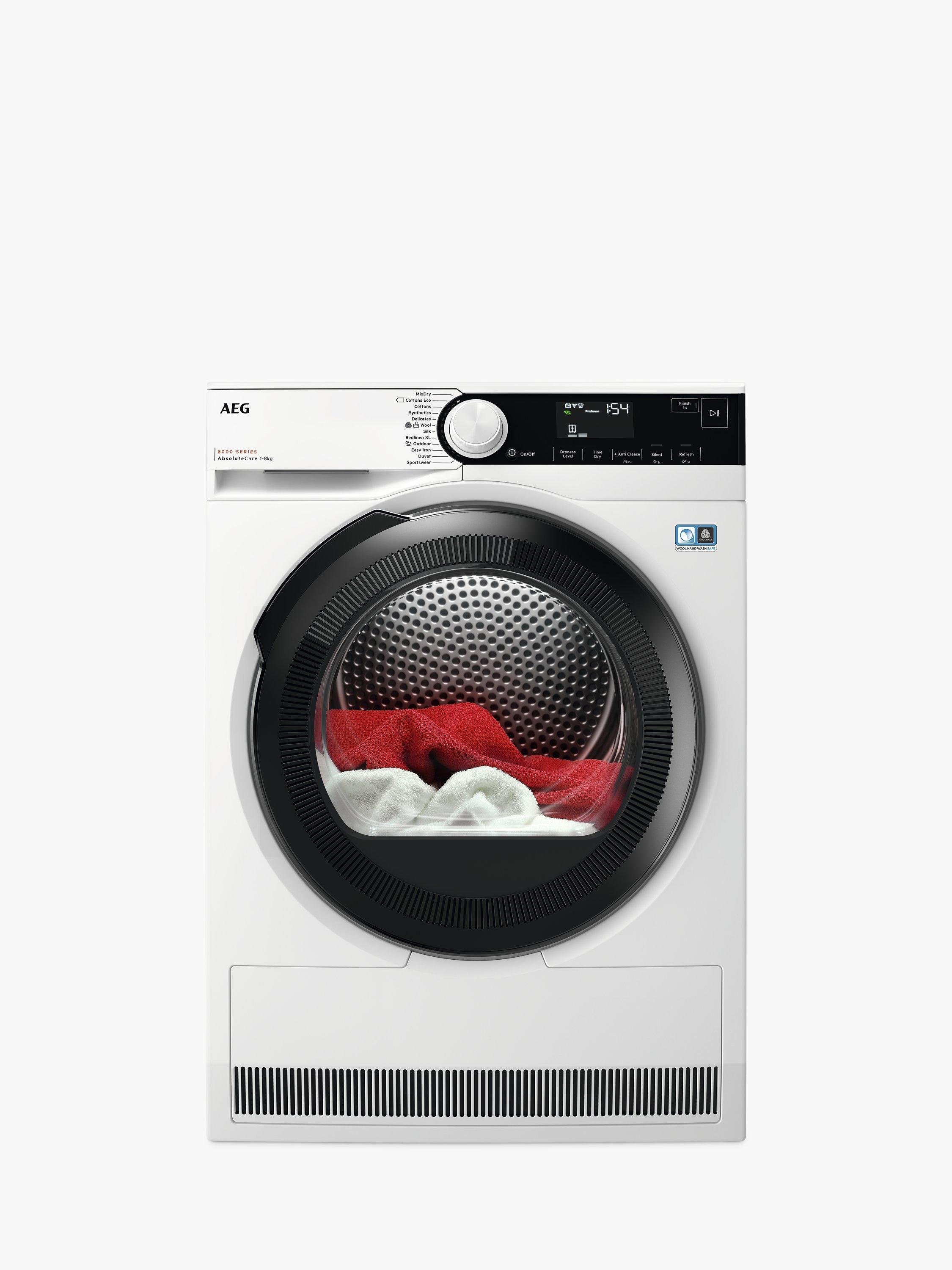 AEG 8000 TR838P4B Freestanding Heat Pump Tumble Dryer, 8kg Load, White