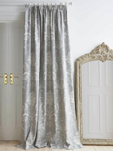 Laura Ashley Josette Thermal Lined Pencil Pleat Door Curtain, W168 x Drop 213cm, Steel