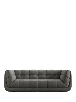 At The Helm Leo Grand 3 Seater Leather Sofa, Limestone Leather, Limestone Leather
